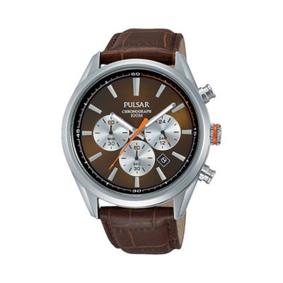 Men's brown chronograph strap watch pt3723x1